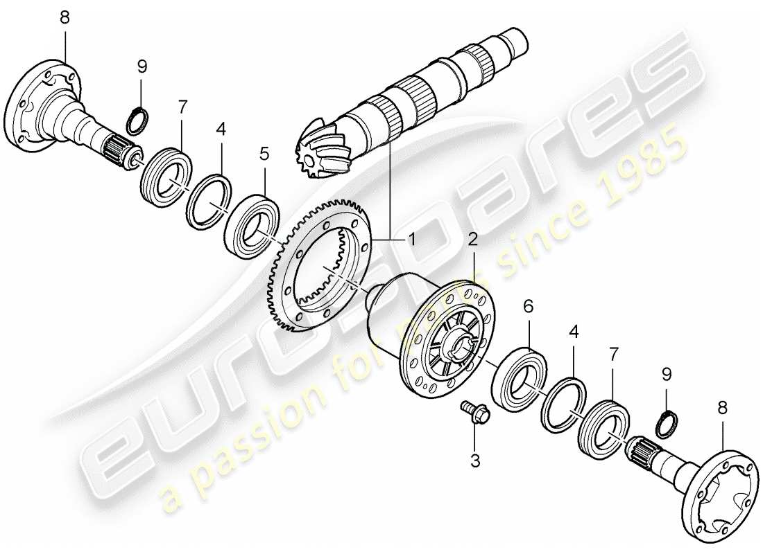 porsche 996 (2000) differential - rear axle part diagram