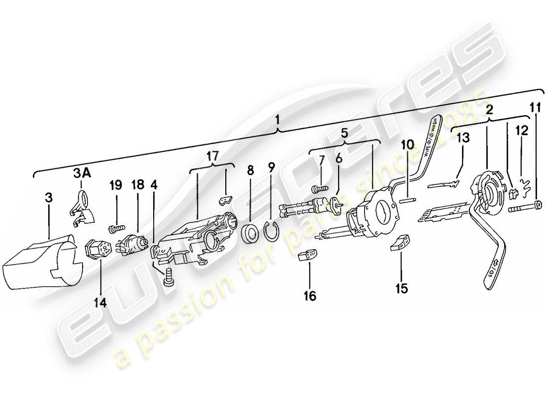 porsche 924 (1976) steering column switch part diagram