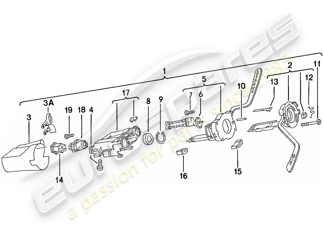 porsche 1977 (924) steering column switch part diagram