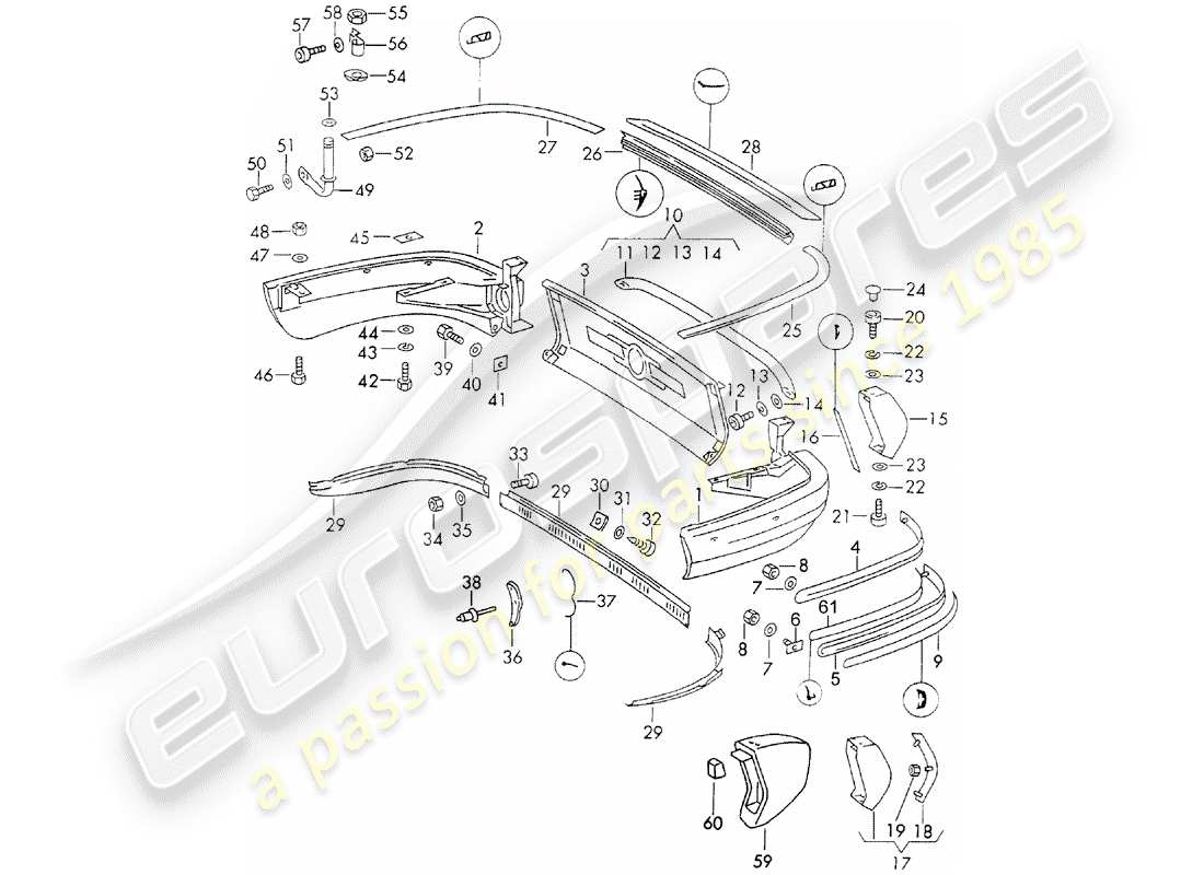 porsche 1972 (911) bumper part diagram