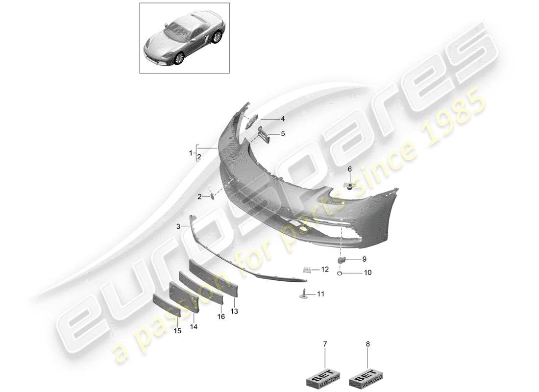 porsche 2019 (718 boxster) bumper part diagram