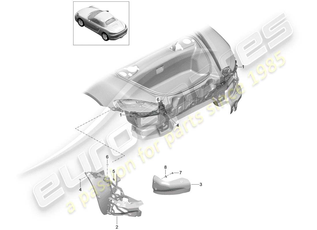 porsche 2019 (718 boxster) fasteners part diagram