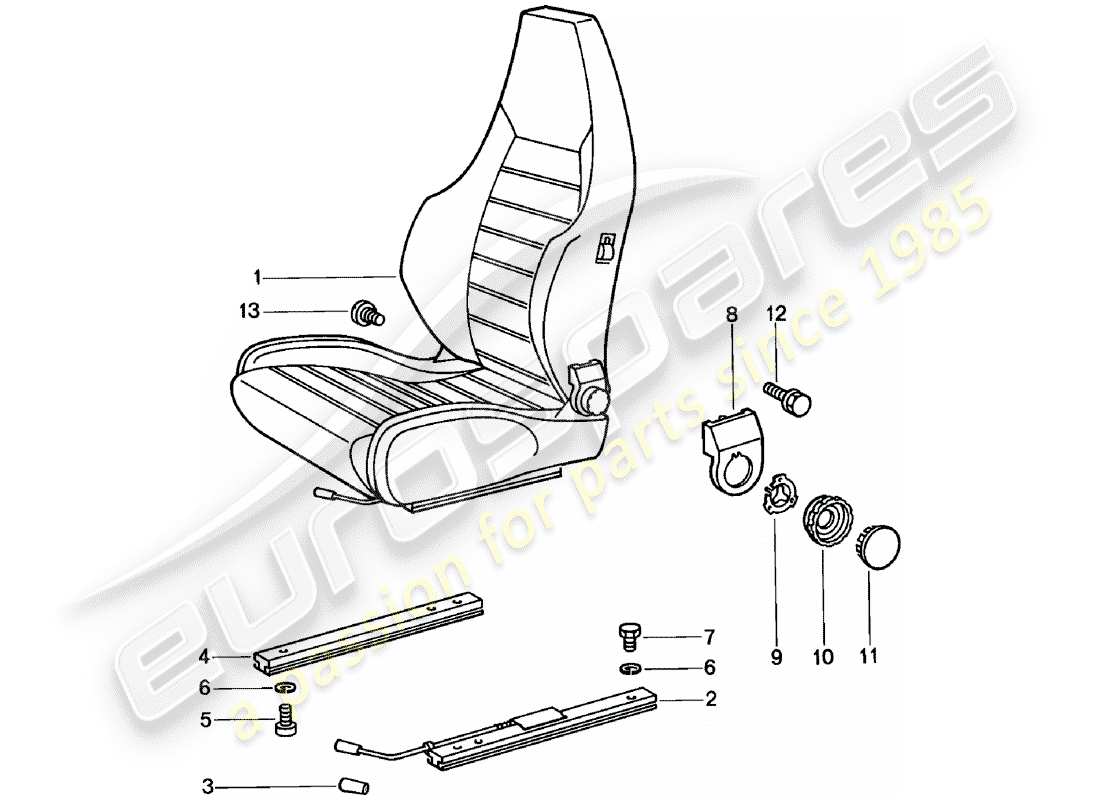 porsche 1981 (911) sports seat - complete - d - mj 1981>> part diagram