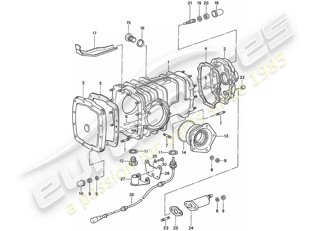 porsche 1987 (959) front axle differential parts diagram
