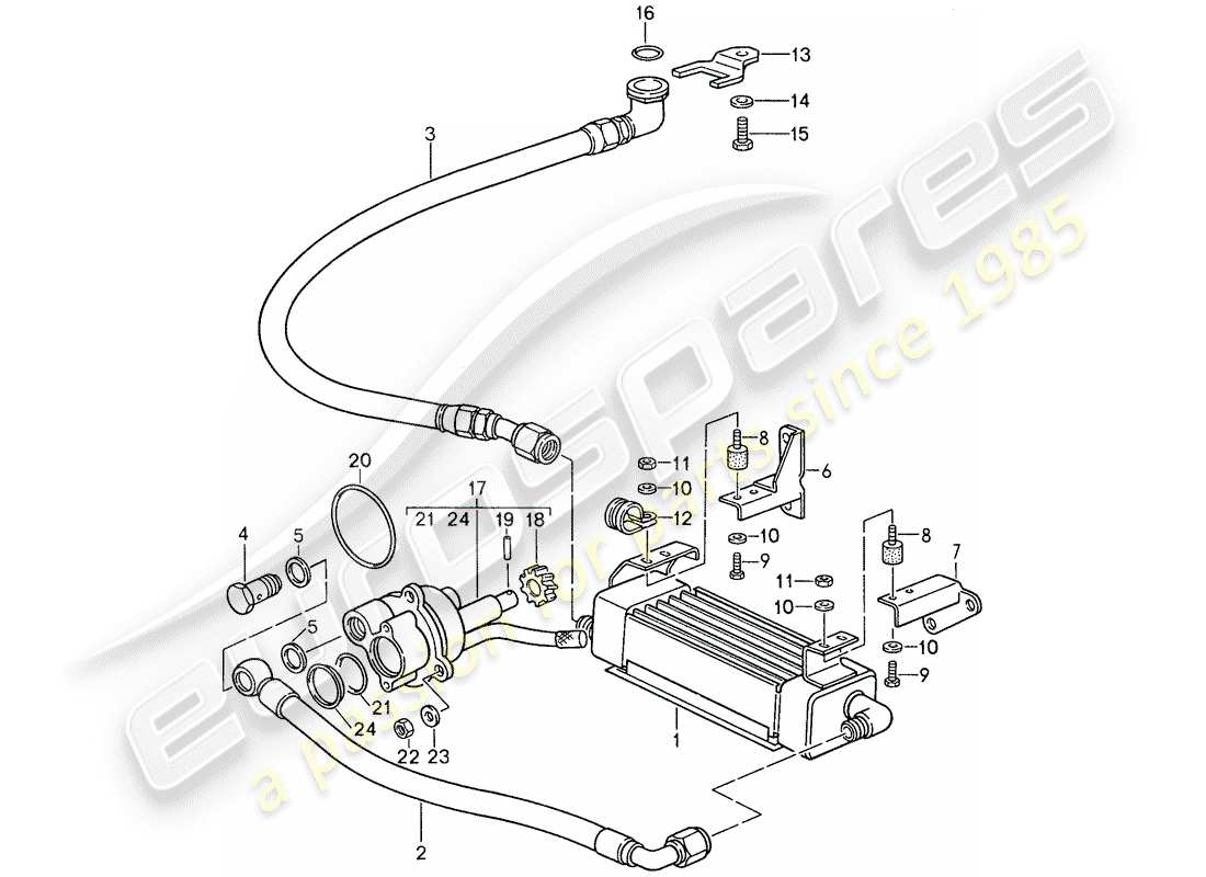 porsche 1987 (959) gear oil cooler - oil pump parts diagram