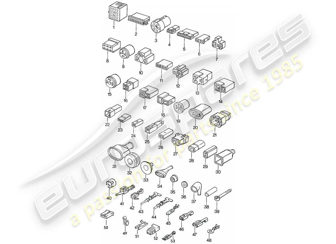 porsche 1984 (944) push-on connector parts diagram