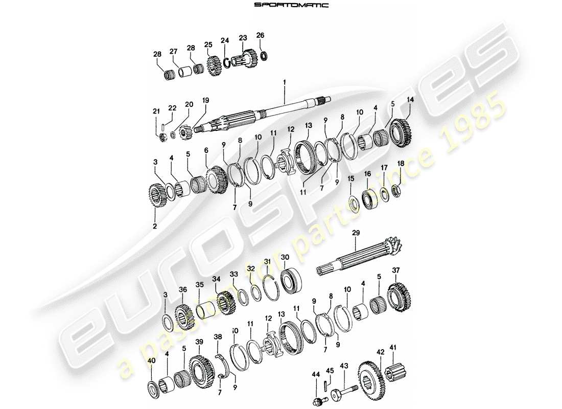 porsche 1976 (914) gears and shafts part diagram