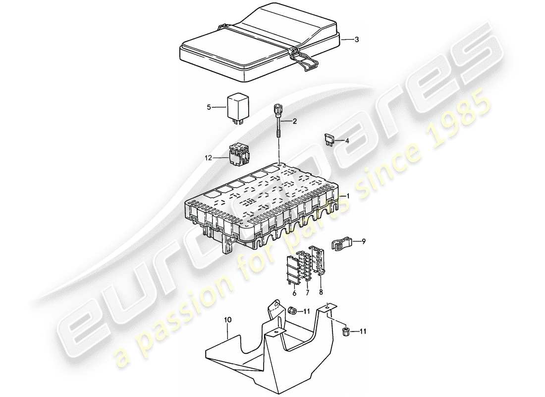 porsche 1986 (944) fuse box/relay plate part diagram