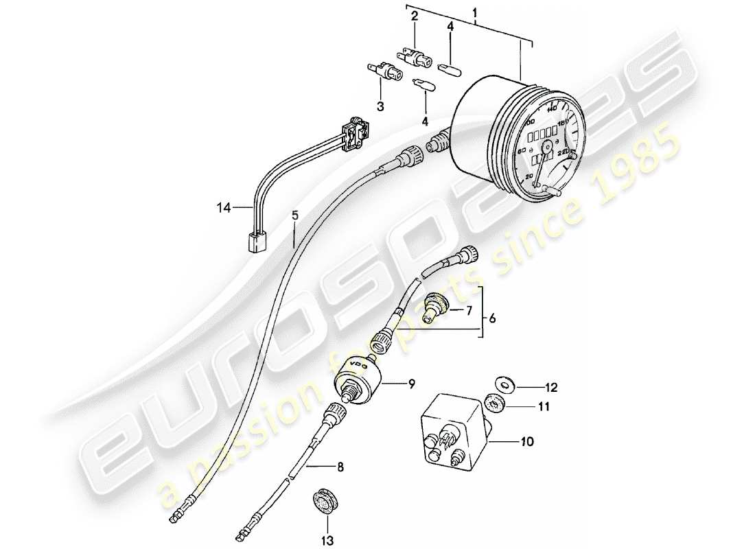 porsche 1981 (924) speedometer part diagram