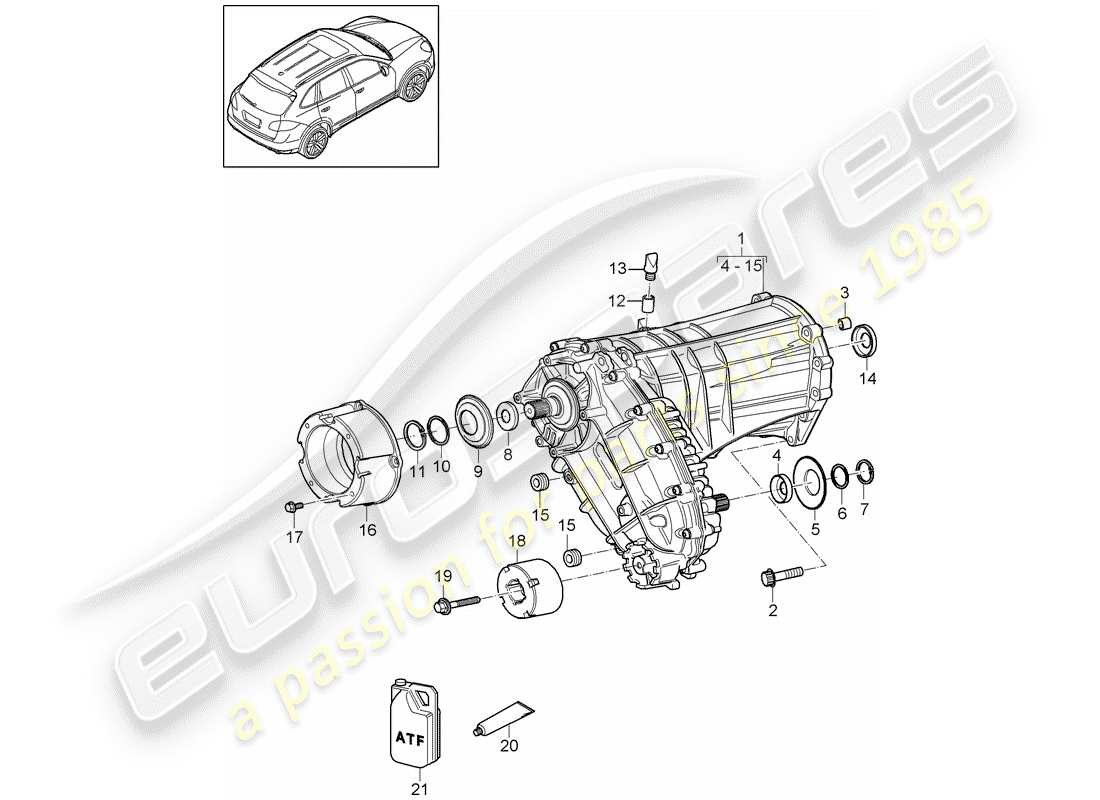 porsche 2015 (cayenne e2 92a) transfer box part diagram