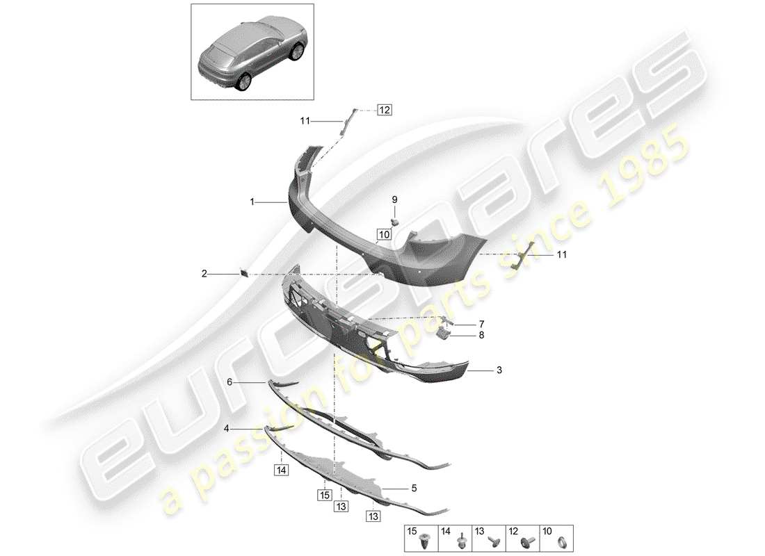 porsche 2019 (macan) bumper part diagram