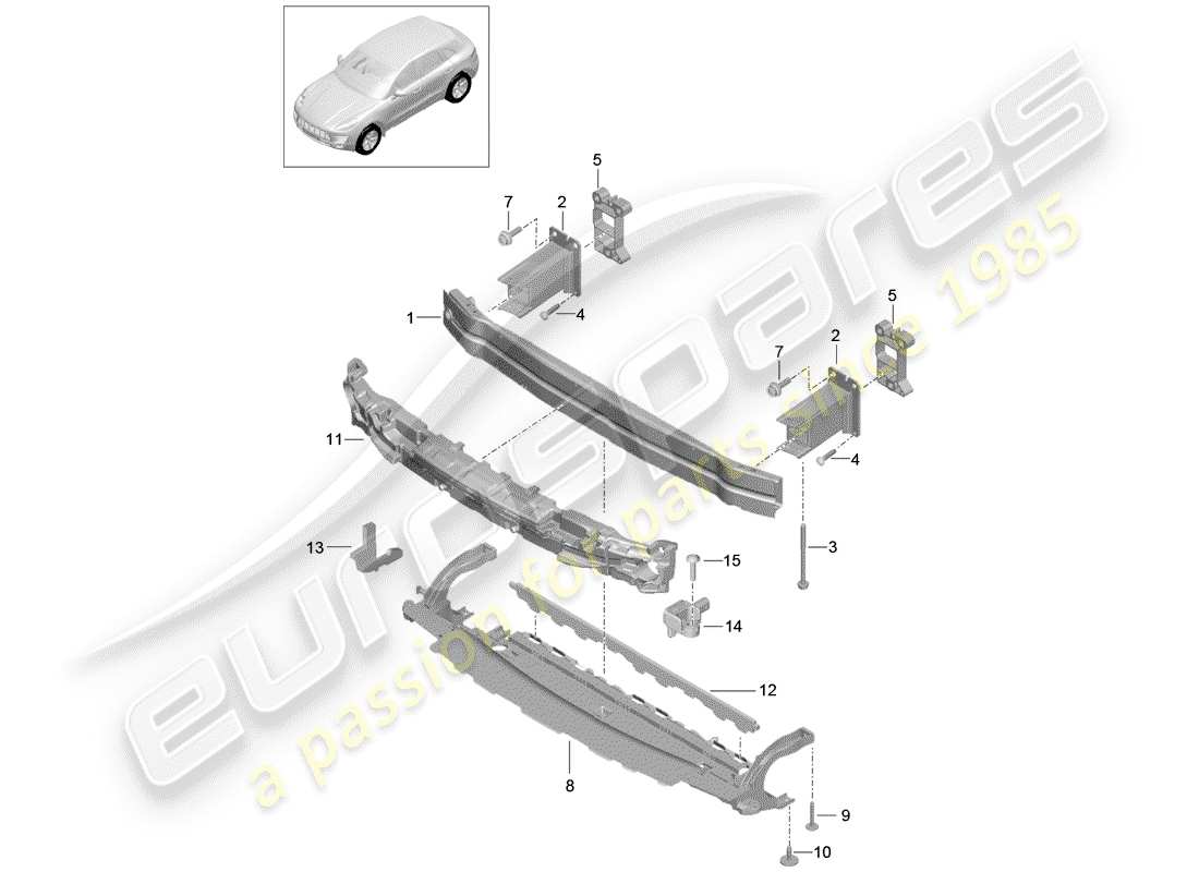 porsche 2017 (macan) bumper bracket part diagram
