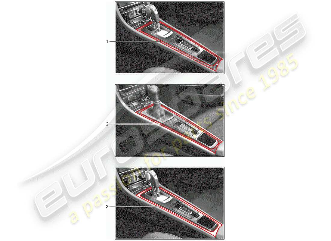 porsche 2017 (tequipment 98x/99x) trim part diagram