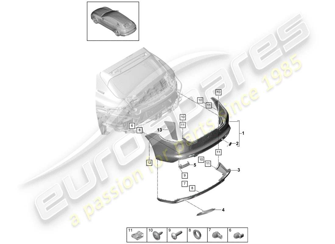 porsche 2020 (panamera 971-1) bumper part diagram