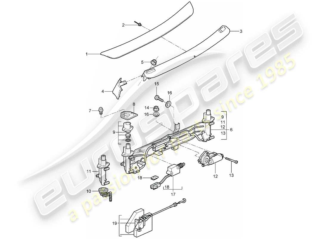 porsche 2006 (987 boxster) rear spoiler part diagram