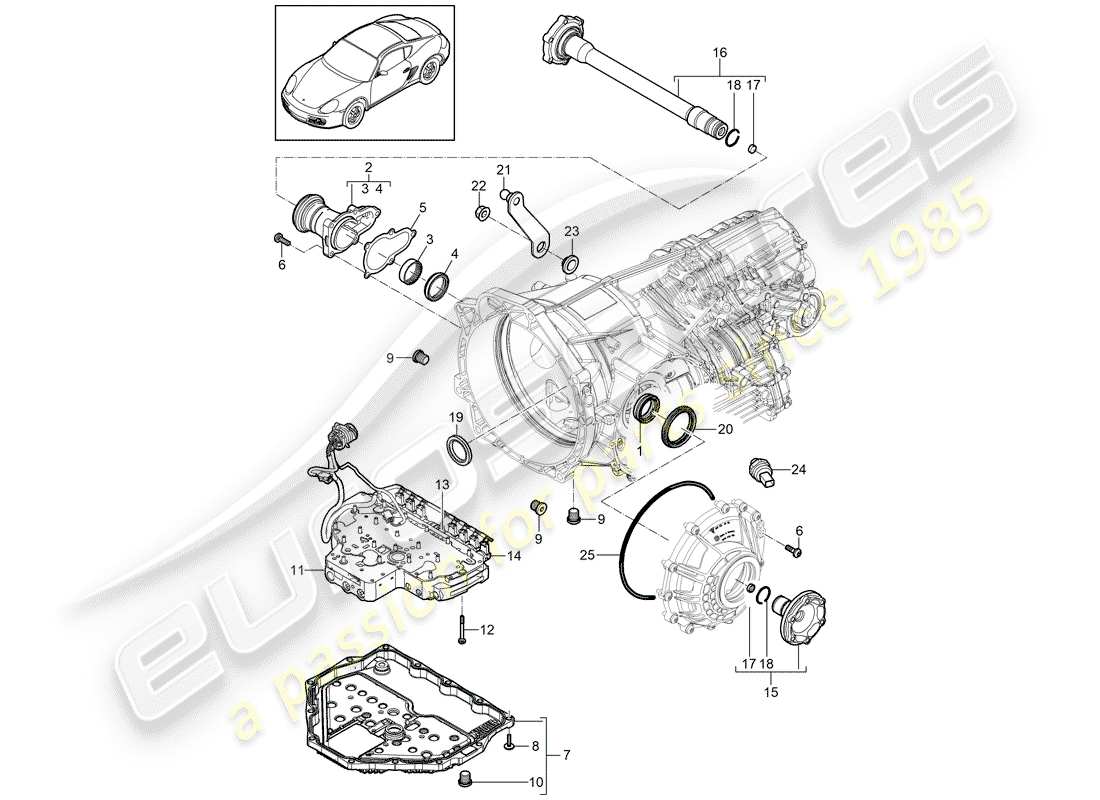 porsche 2009 (987 cayman) - pdk - part diagram
