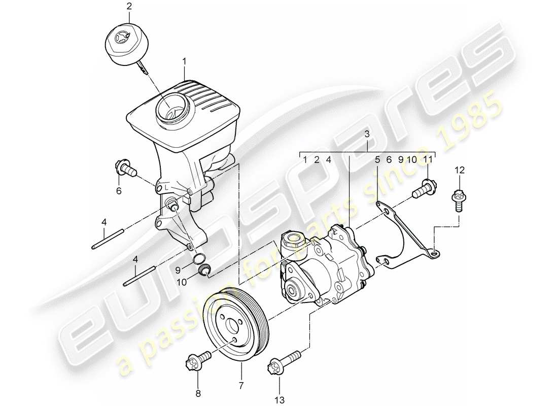 porsche 2011 (987 boxster) power steering part diagram