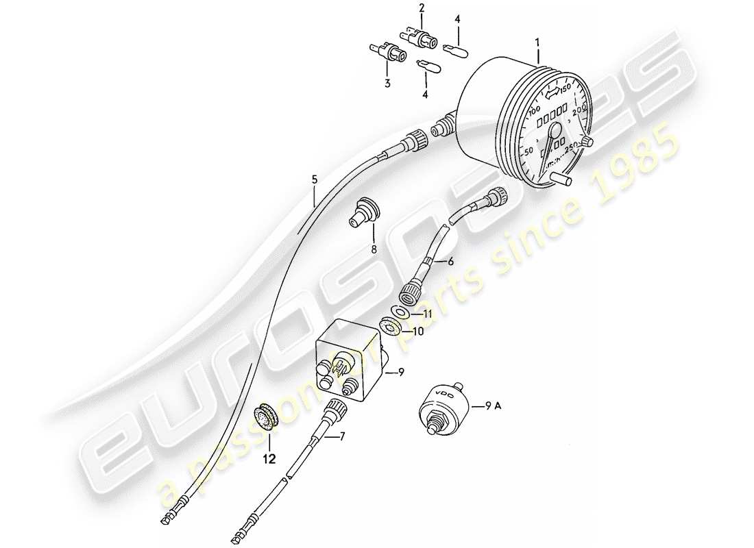 porsche 1976 (924) speedometer - d >> - mj 1978 part diagram