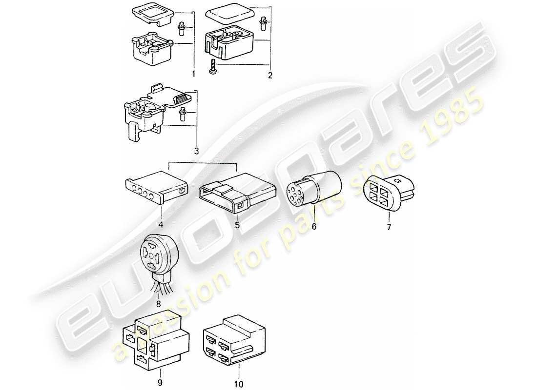 porsche 1994 (964) connector housing - 4-pole parts diagram