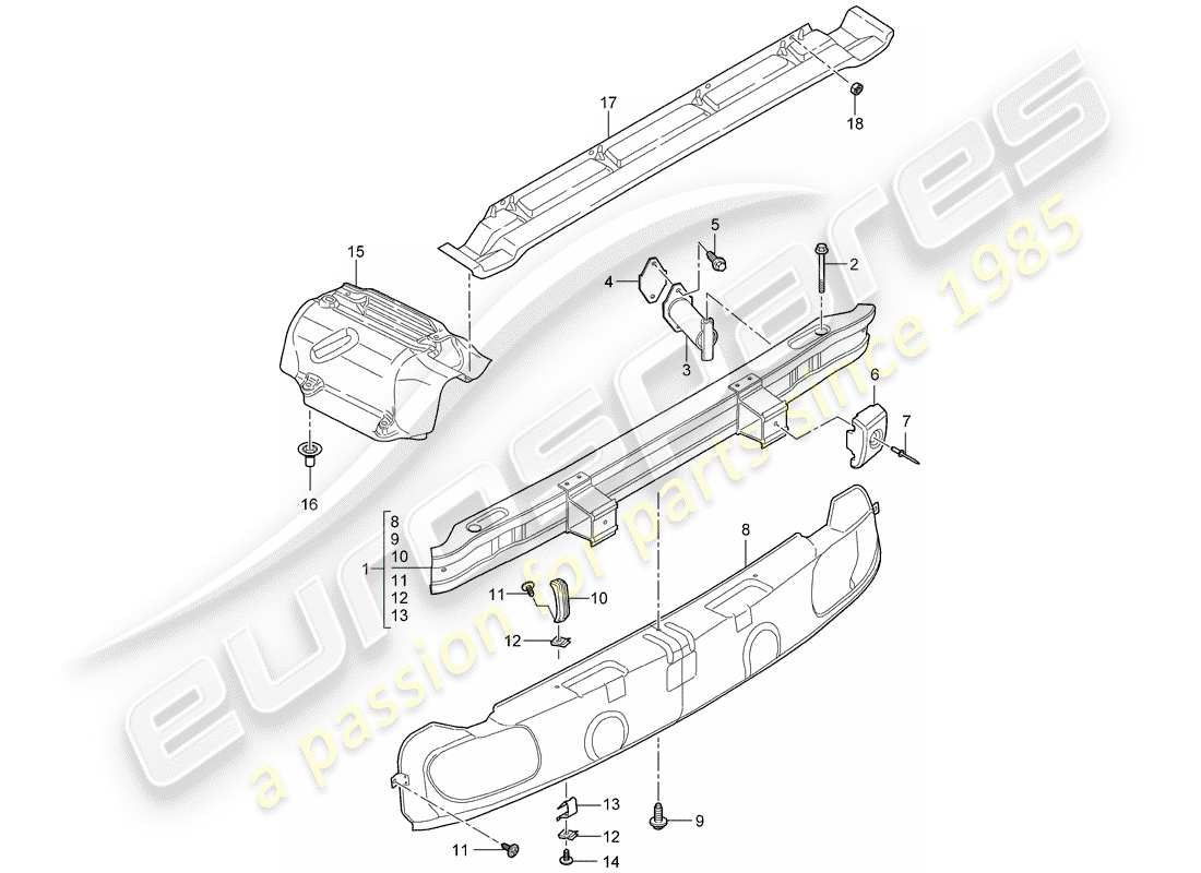 porsche 2009 997-2 turbo / gt2 bumper part diagram