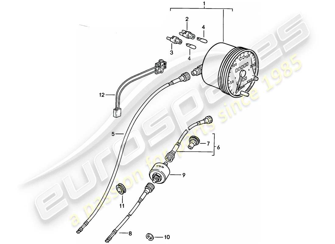 porsche 1986 (924s) speedometer part diagram
