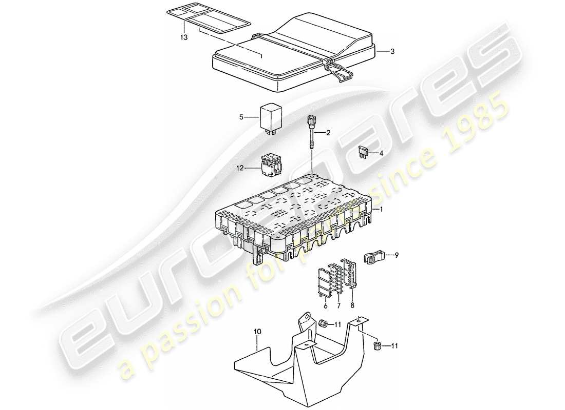 porsche 1991 (944) fuse box/relay plate part diagram