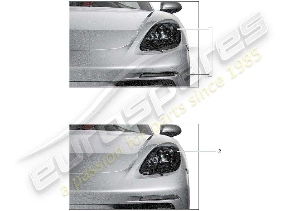 porsche 2016 (tequipment 98x/99x) headlamp part diagram