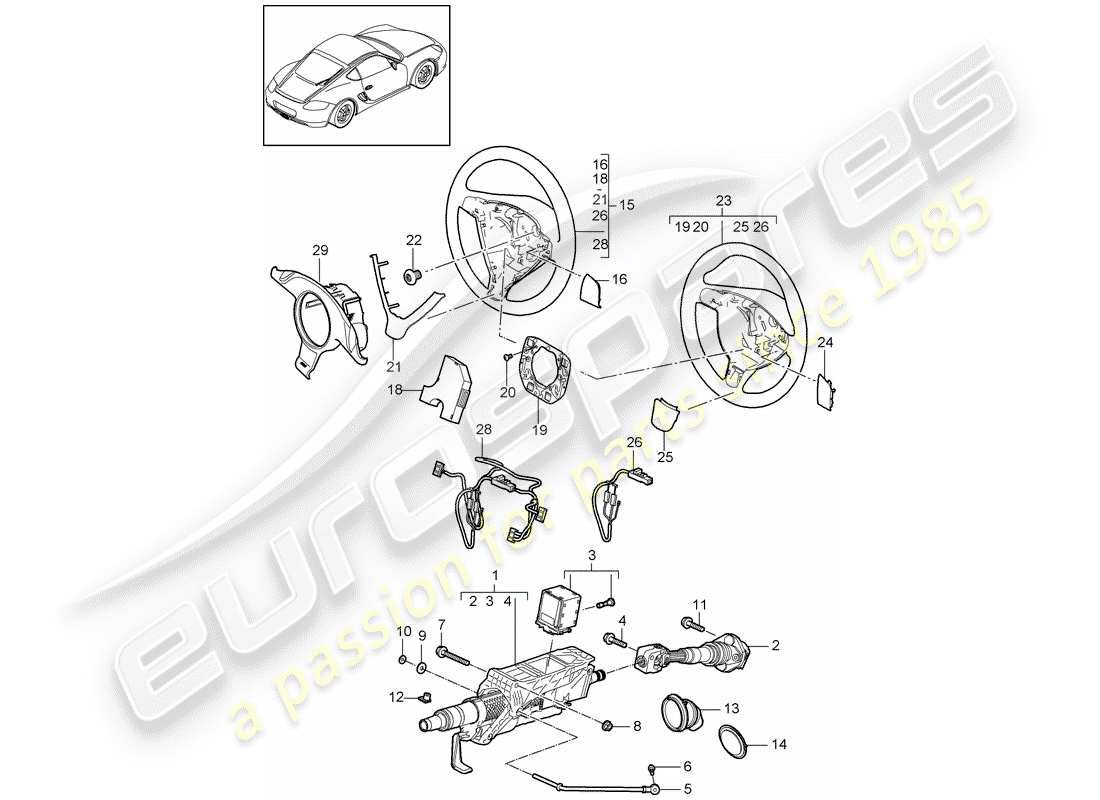 porsche 2009 (987 cayman) steering protective pipe part diagram