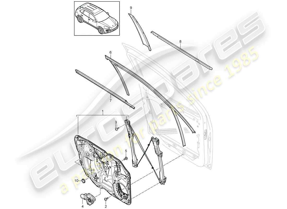 porsche 2016 (cayenne e2 92a) window regulator part diagram