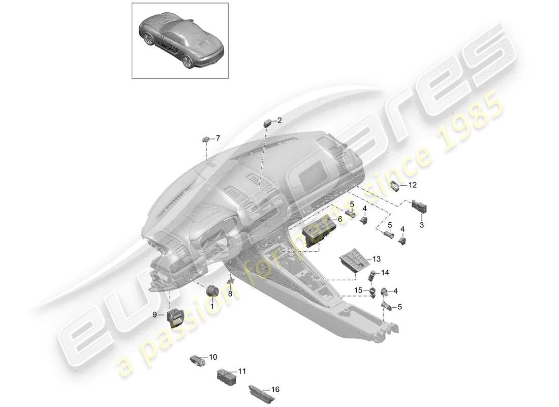 porsche 2014 (981 boxster) switch part diagram