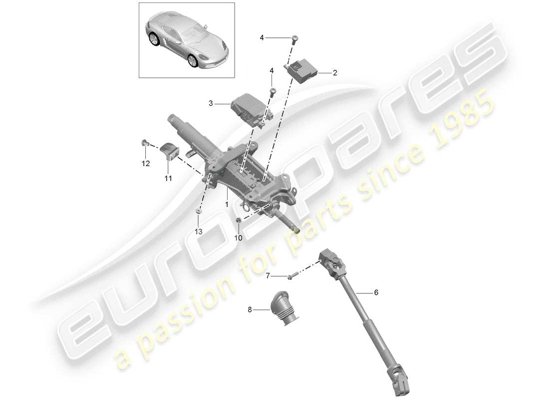 porsche 718 cayman (2019) steering column parts diagram