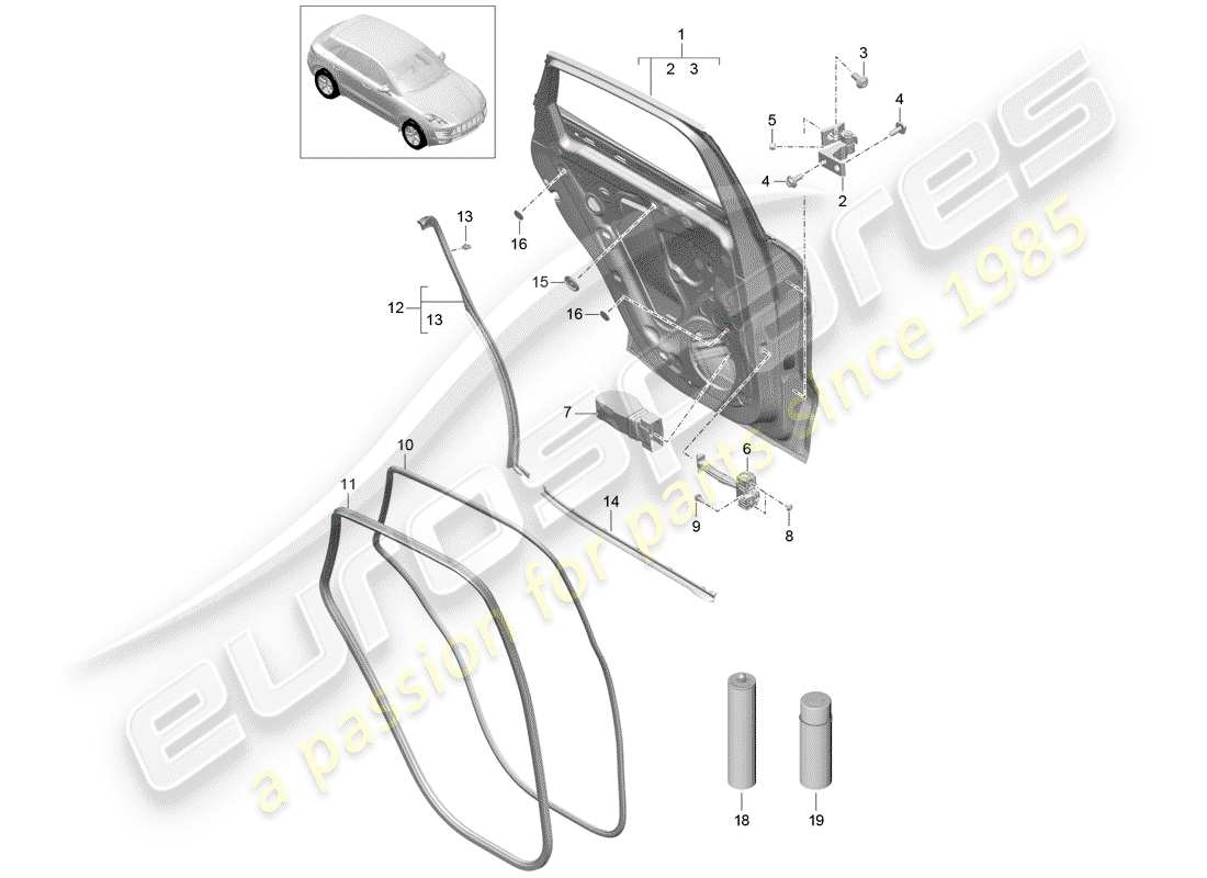 porsche 2015 (macan) door shell part diagram