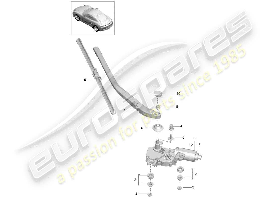 porsche 2016 (981 cayman) rear window wiper part diagram
