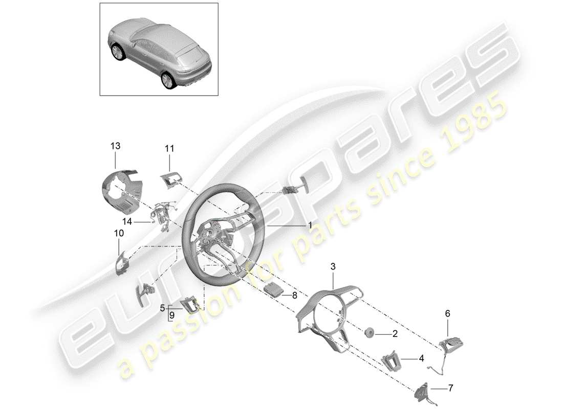 porsche 2020 (macan) steering wheel part diagram