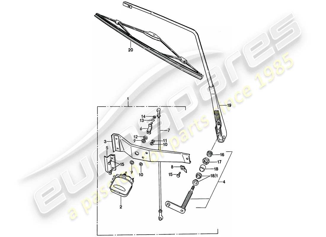 porsche 1974 (911) rear window wiper - d >> - mj 1975 part diagram
