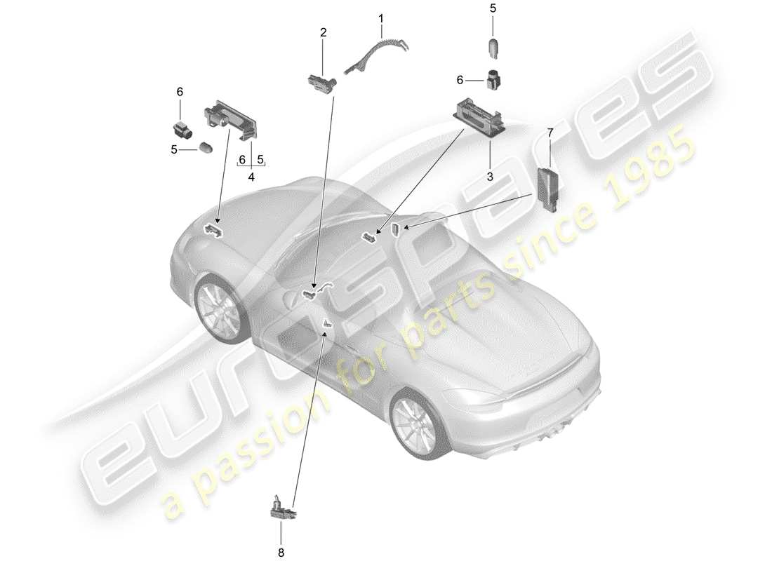 porsche 2016 (981 boxster spyder) interior lights part diagram