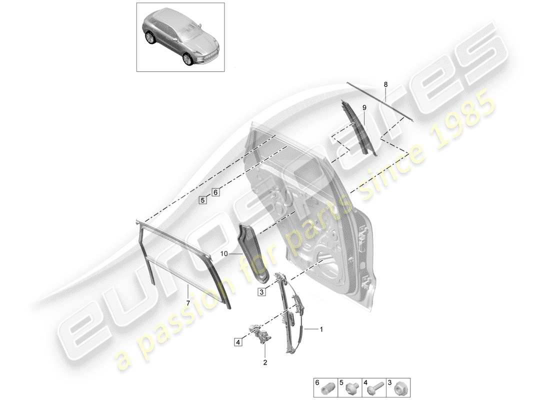 porsche 2019 (macan) window regulator part diagram
