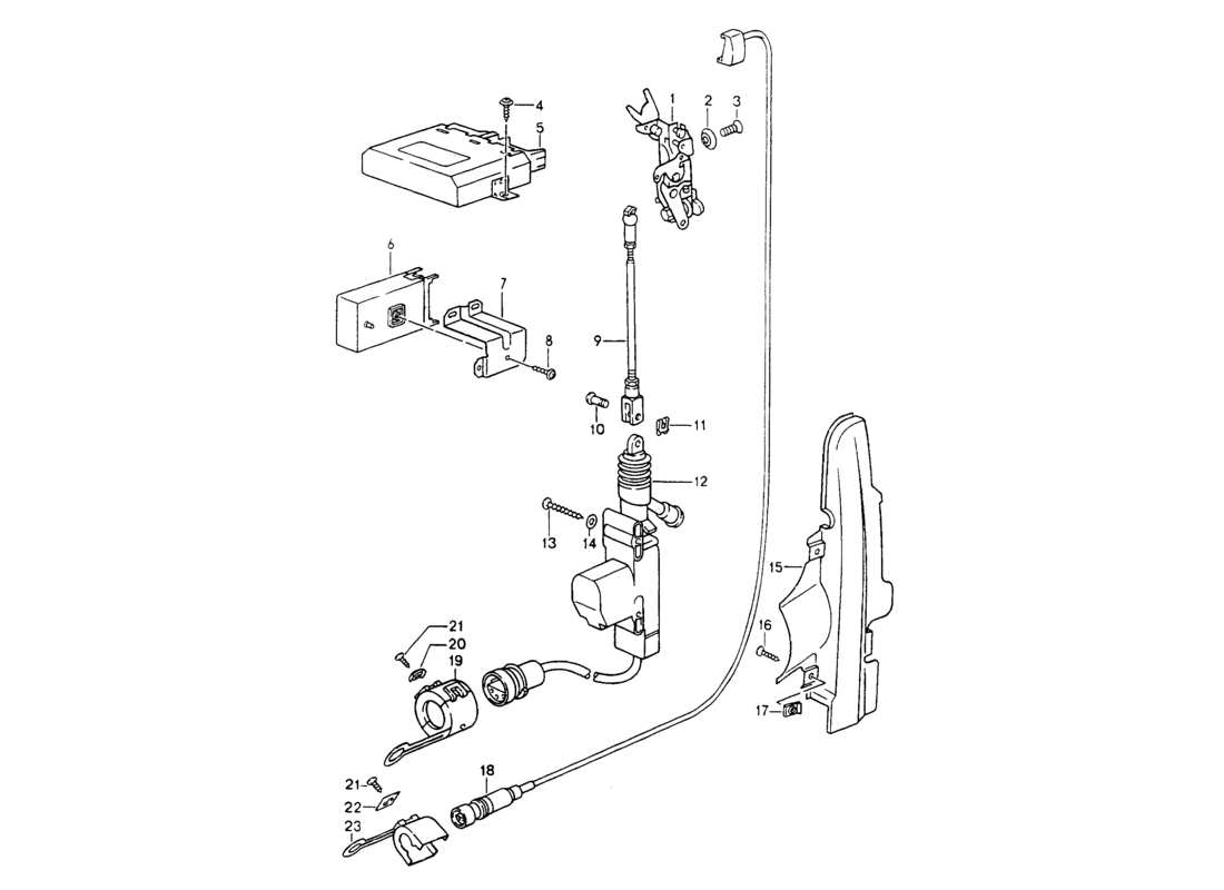 porsche 1994 (964) central locking system parts diagram