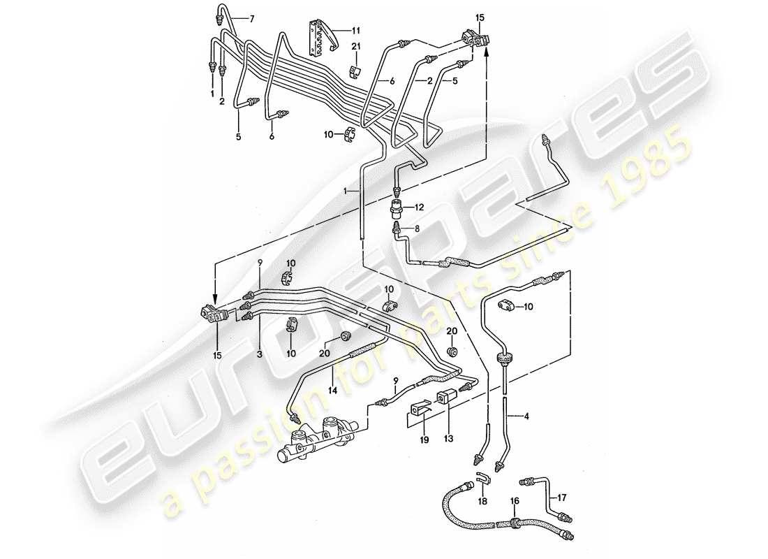 porsche 1994 (968) brake lines part diagram
