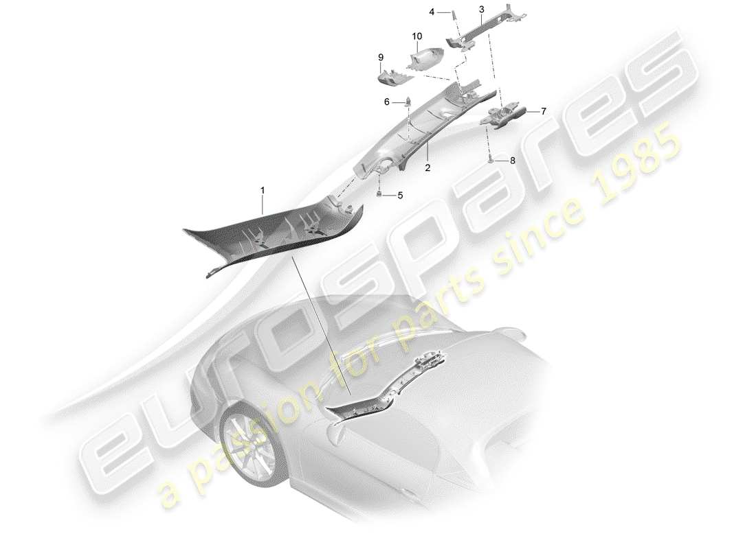 porsche 2016 (981 boxster spyder) trims part diagram