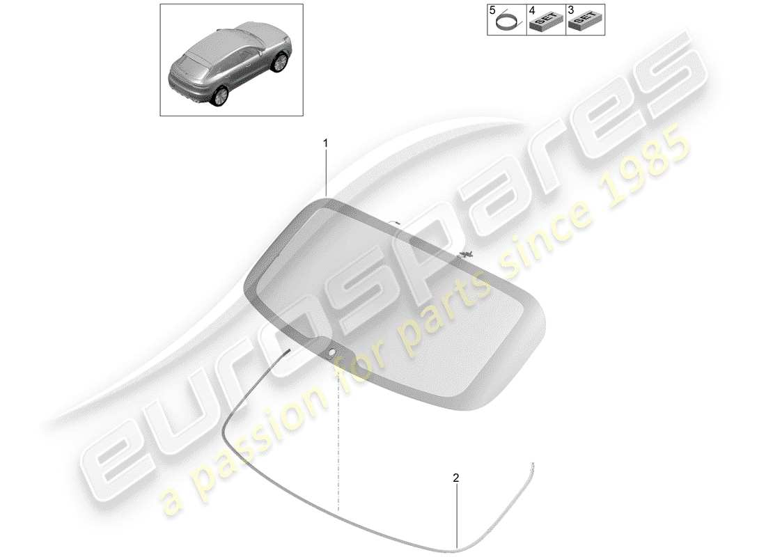 porsche 2019 (macan) rear window glass part diagram