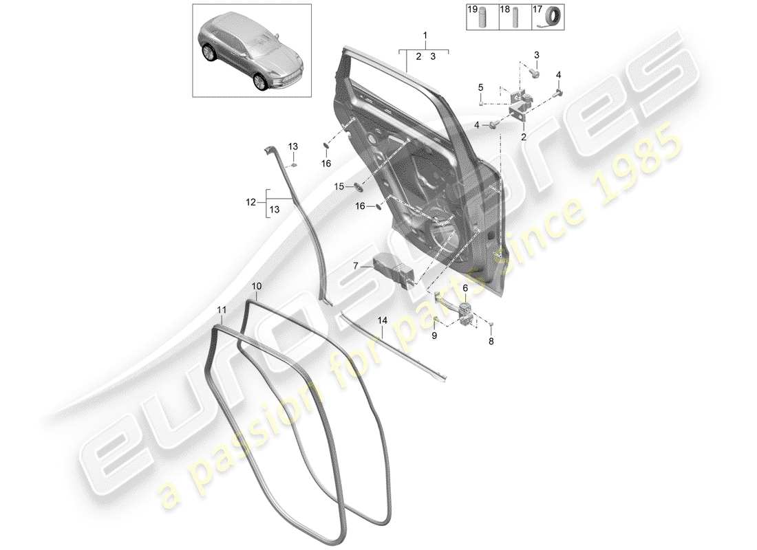 porsche 2019 (macan) door shell part diagram