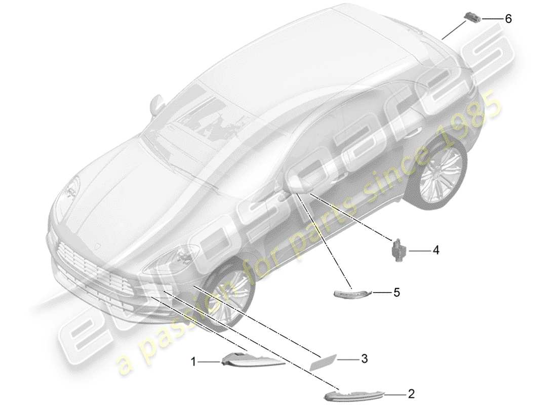 porsche 2019 (macan) turn signal repeater part diagram