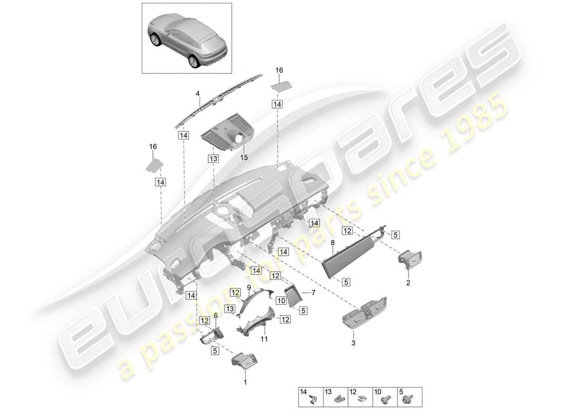 porsche 2019 (macan) accessories part diagram