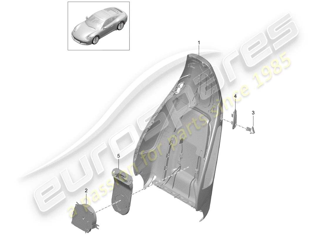porsche 2020 (991-2) backrest shell part diagram