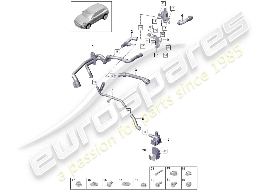 porsche 2019 (macan) heater r4 2,0l tfsi water box rhd part diagram
