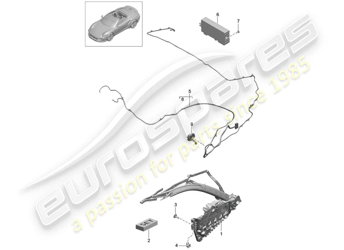 porsche 2017 (991-2 turbo) top frame parts diagram