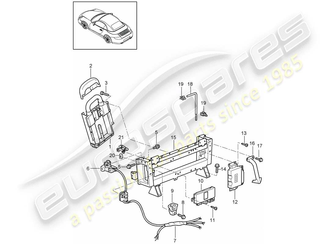 porsche 2012 (997-2) roll bar part diagram