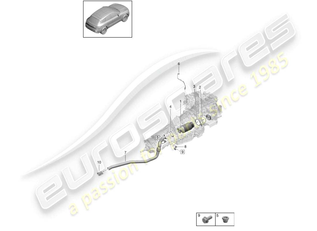 porsche 2019 (macan) catalytic converter lambda probe part diagram