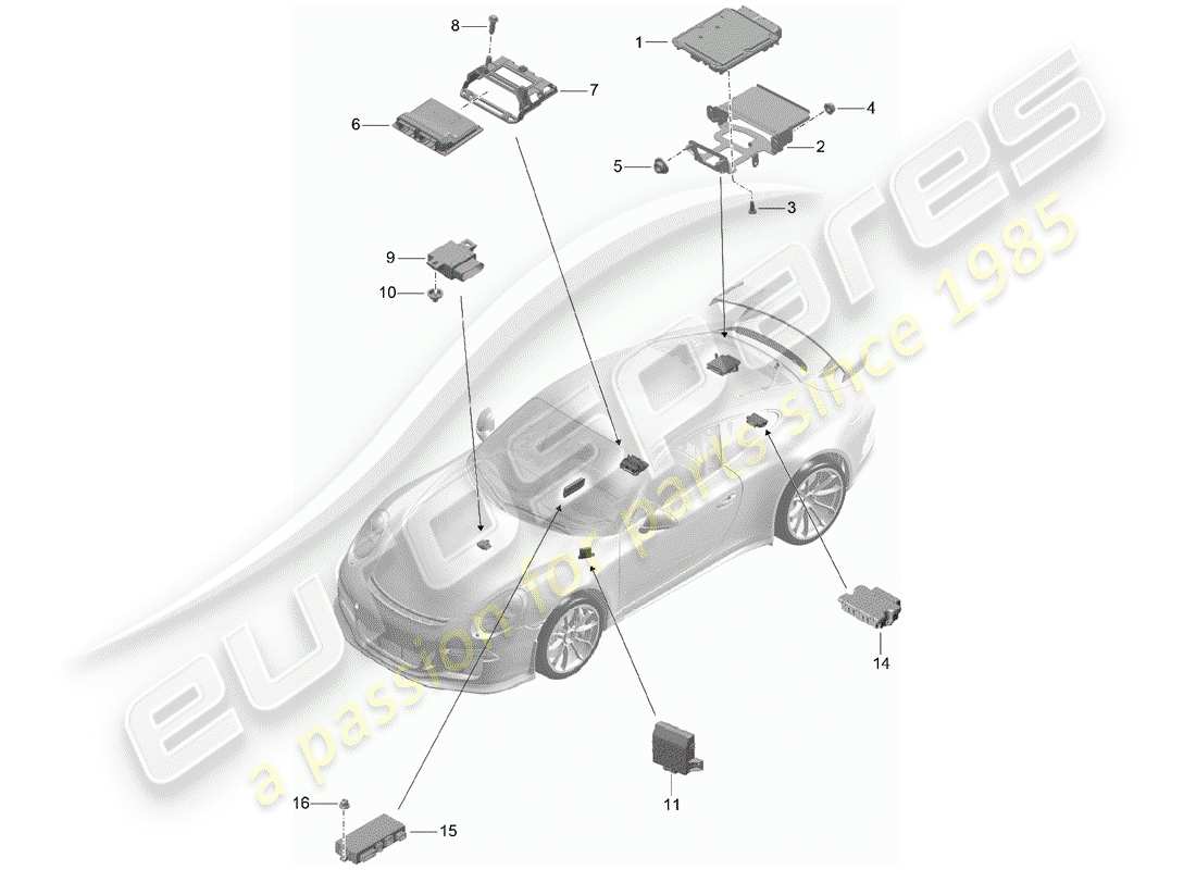 porsche 2017 (991-2 r/gt3/rs) control units part diagram